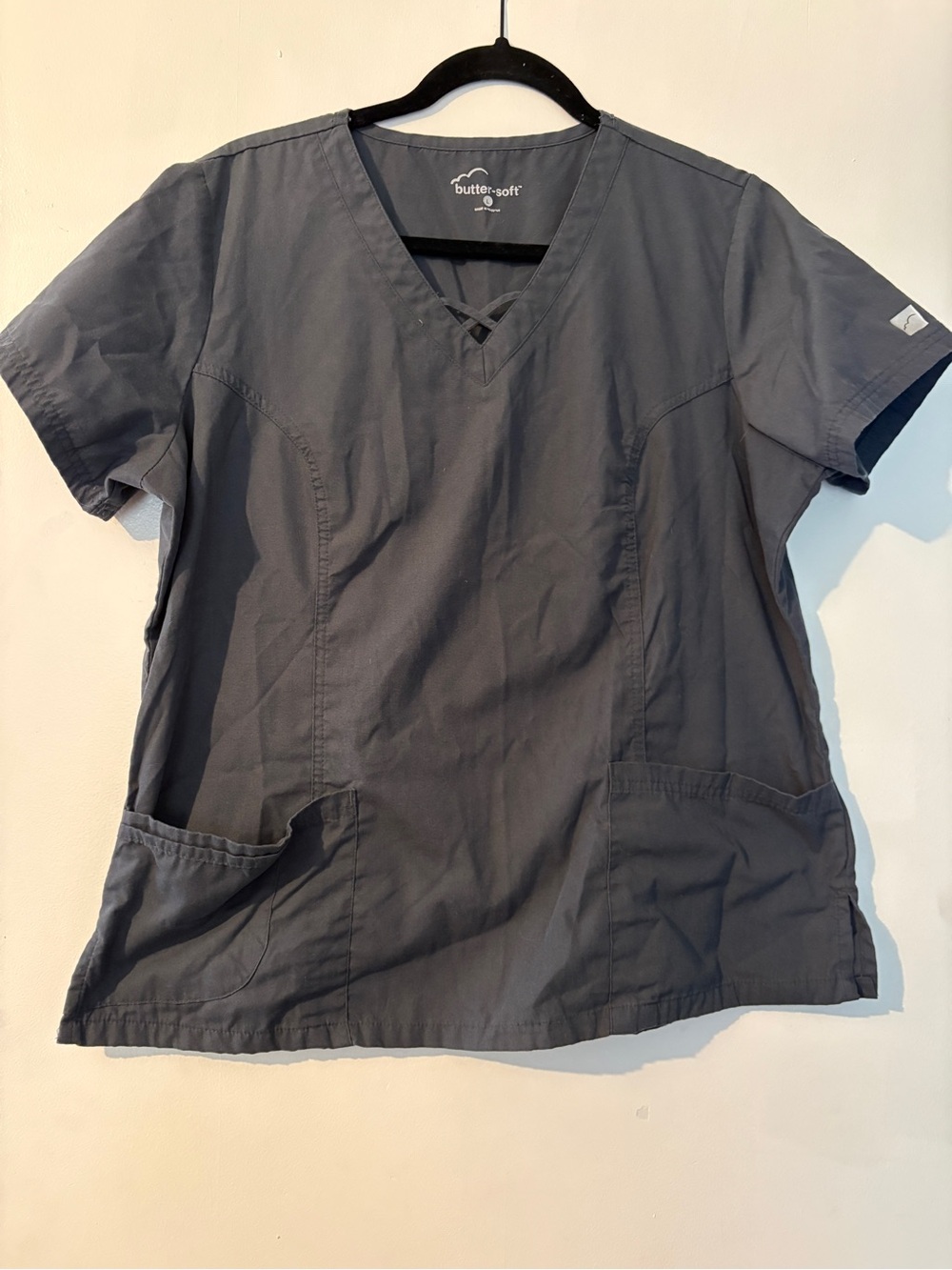 Butter-Soft Women’s V-Neck Scrub Top in Charcoal